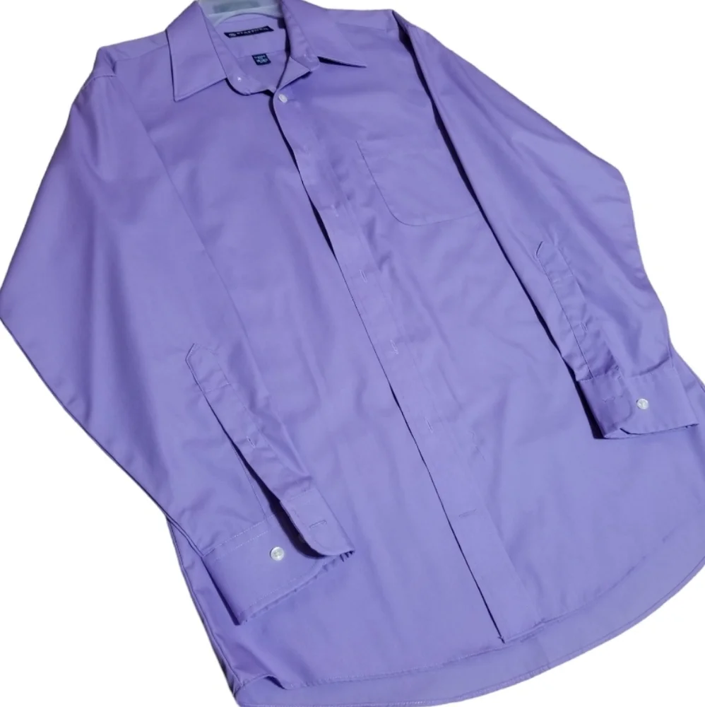 STAFFORD Lavender Purple Mens Long-Sleeve Dress Shirt-M - Picture 2 of 5